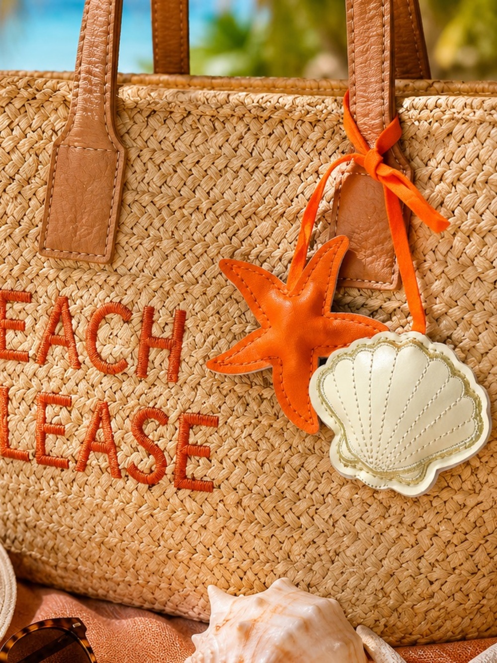 Starfish & Seashell Bag Charm – Coastal Beach Purse Charm